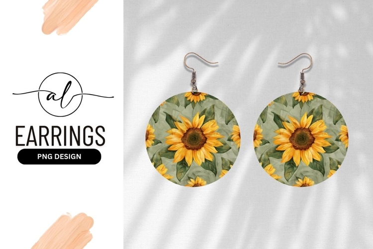 Sunflower round earring png design