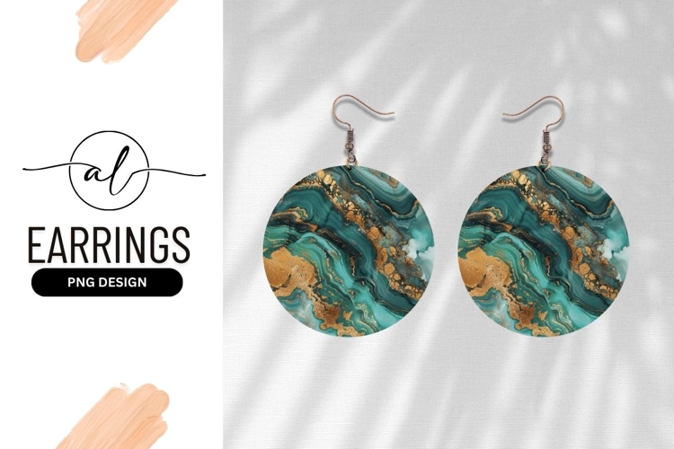 Elegant round earring png design with marble texture