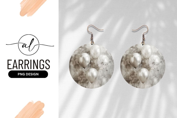 Round earring png design with balloons