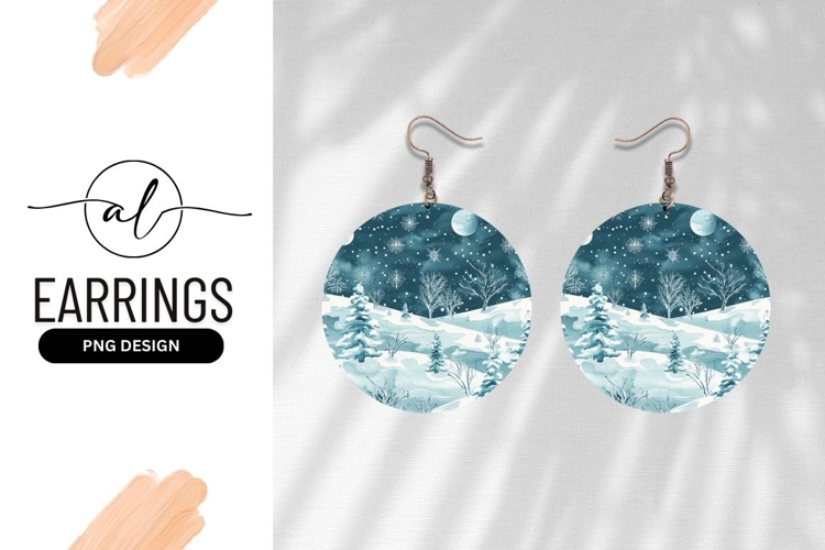 Winter wonderland round earring png design