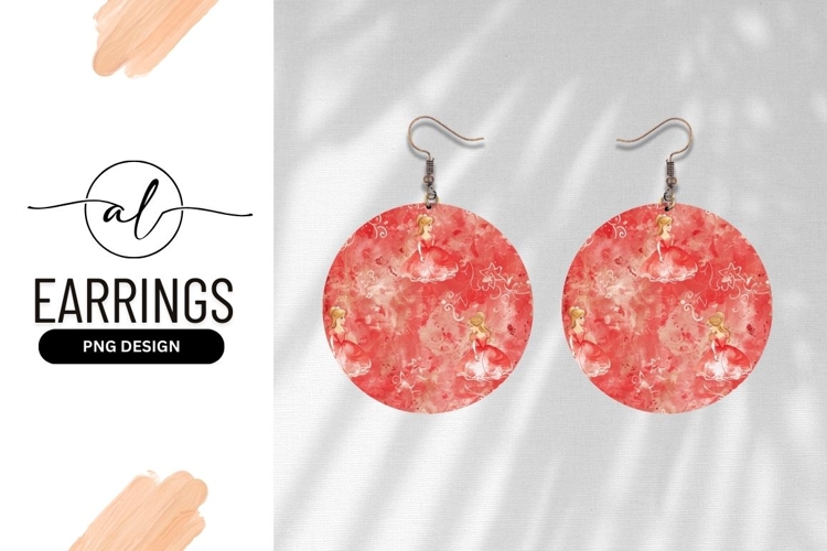 Round earring png design with mermaid illustration