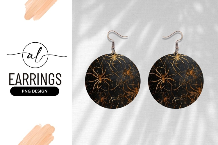 Golden spider web round earring design