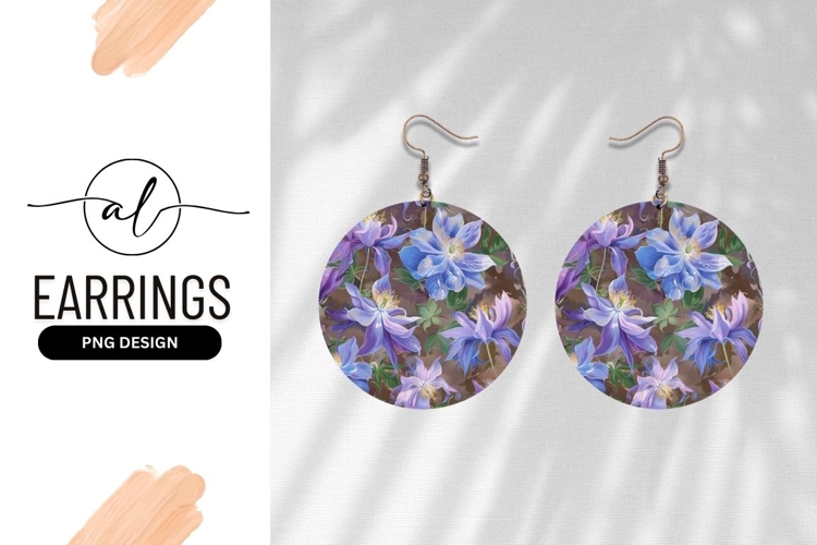 Blue and purple floral round earring design