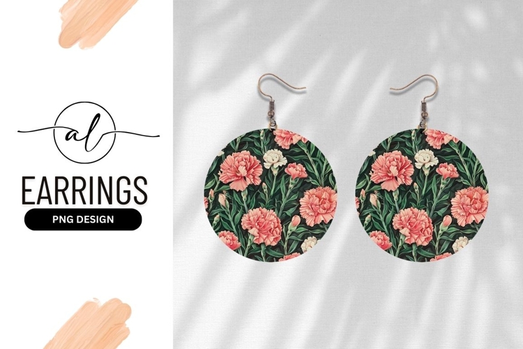 Round earring png design with floral pattern