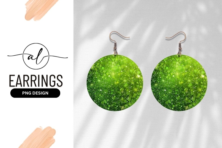 Green sparkle round earring png design