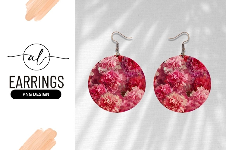 Round earring png design with floral pattern
