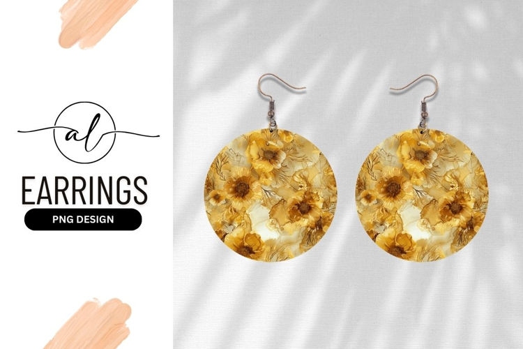 Golden floral round earring design