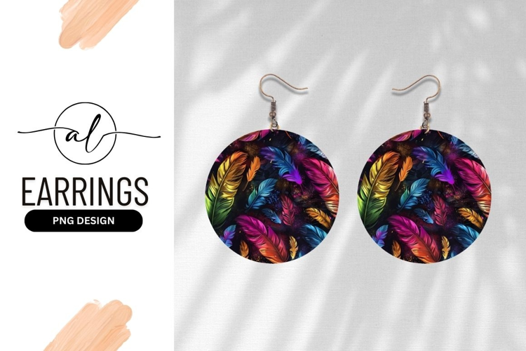 Colorful Feather Round Earring Design