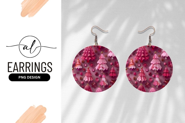 Plaid Pattern Round Earring Png Design
