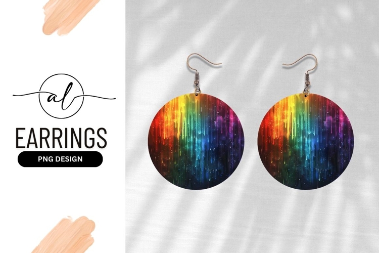 Round Rainbow Earring Png Design