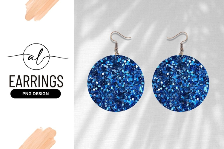 Blue Glitter Round Earring Design