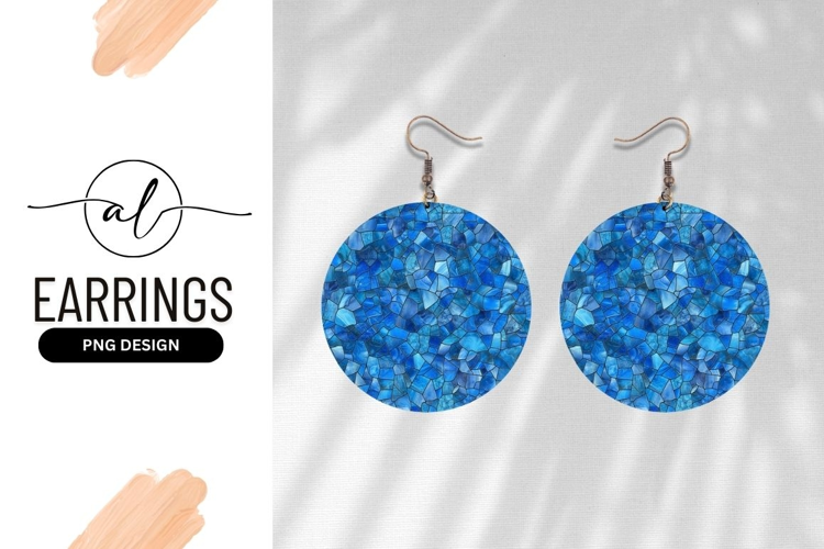 Blue Mosaic Round Earring Design