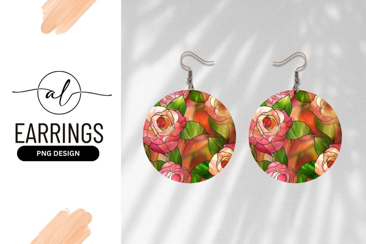 Stained Glass Rose Round Earring Design