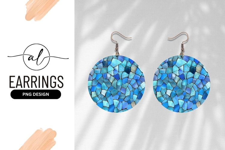 Blue Mosaic Round Earring Design
