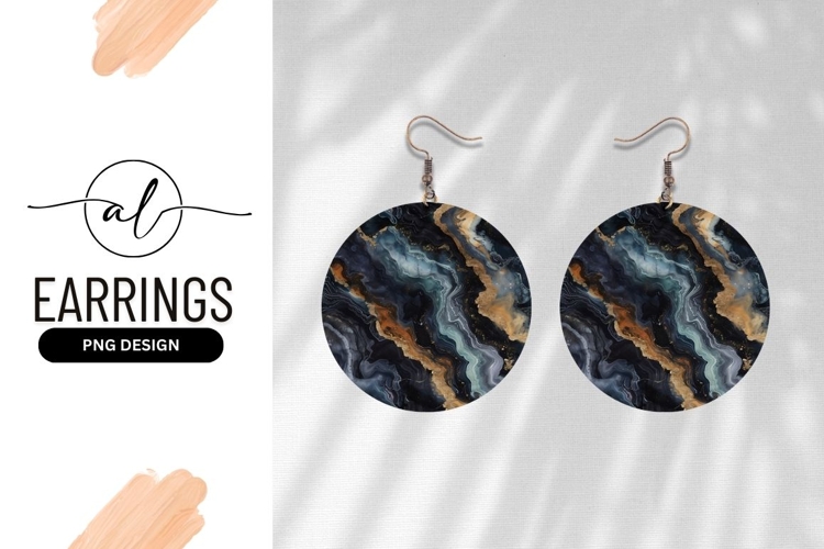 Abstract Fluid Art Round Earring Png