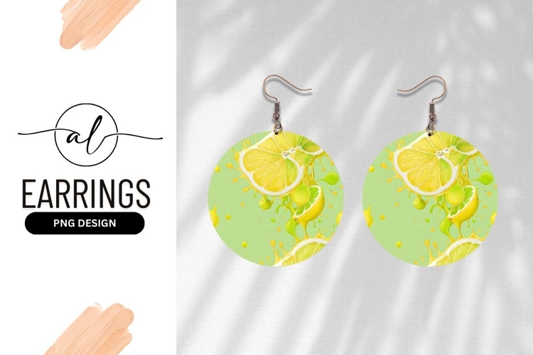 Round Earring Png With Lemons And Splash