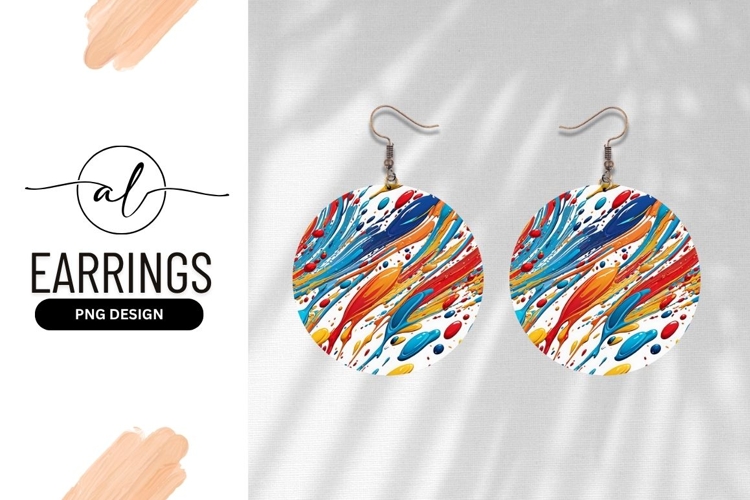 Colorful Paint Splatters and Strokes in a Circular
