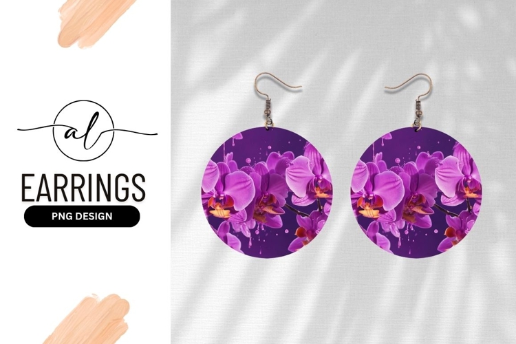Purple Orchids with Paint Splashes on Dark Purple Background example image 1