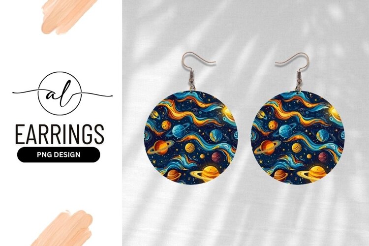 Colorful stylized illustration of planets and stars example image 1