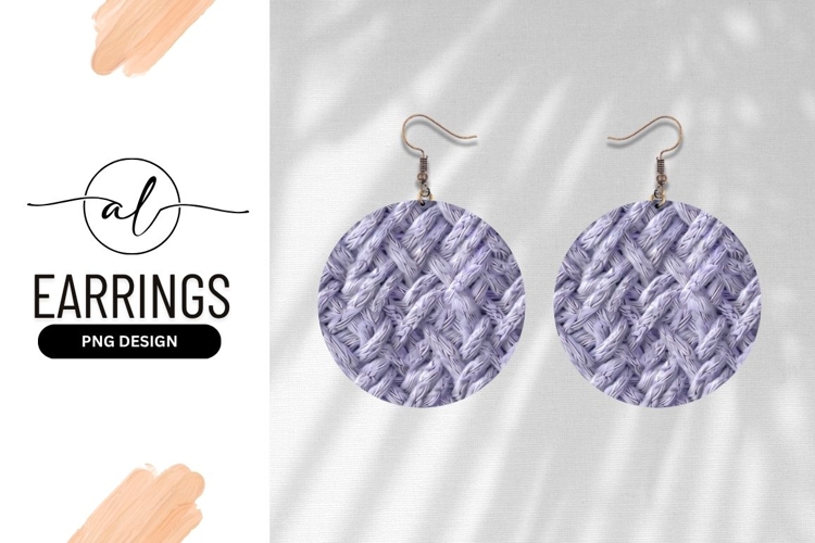 Purple Knitted Fabric Round Earring Png Texture