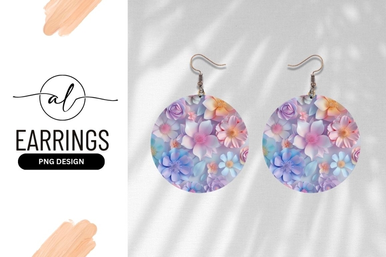 Pastel Colored Paper Flower Round Earring Png
