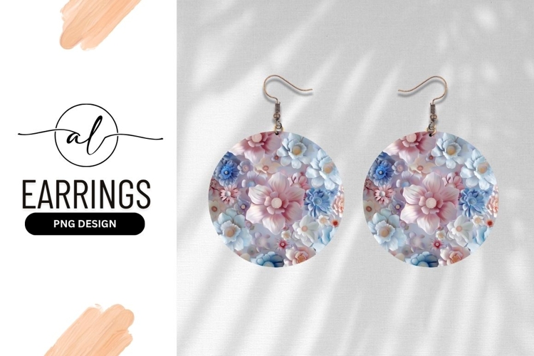 Pastel Flower Arrangement Round Earring Png