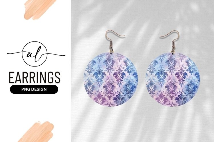 Round Damask Pattern In Blue And Purple example image 1