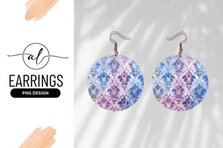 Round Damask Pattern In Blue And Purple