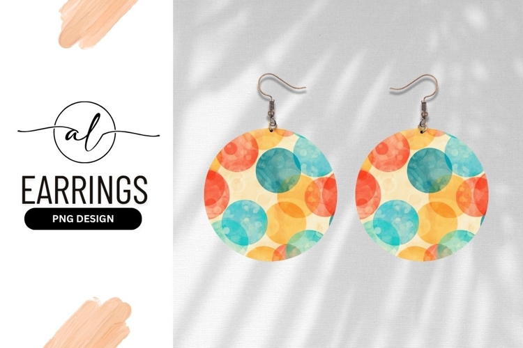 Colorful Abstract Round Earring Png Texture