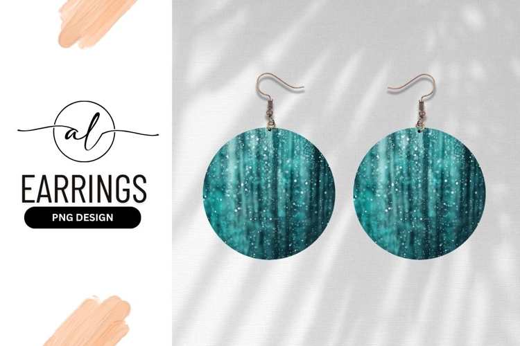 Teal Abstract Bokeh Lights Round Earring Png example image 1