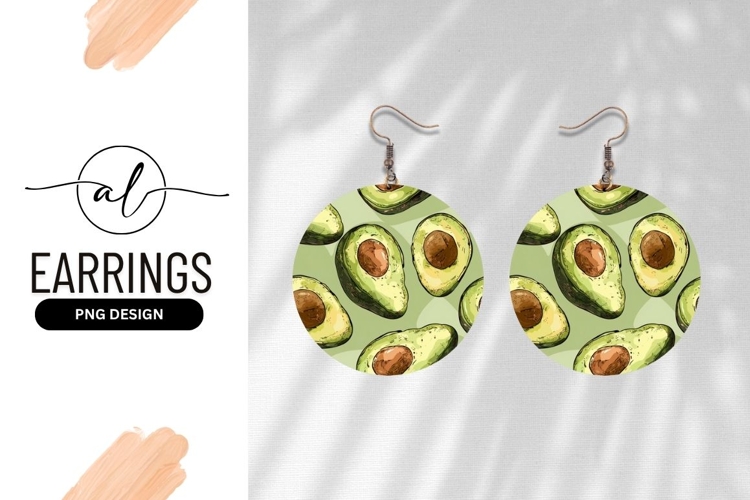 Avocado Pattern Round Earring Png