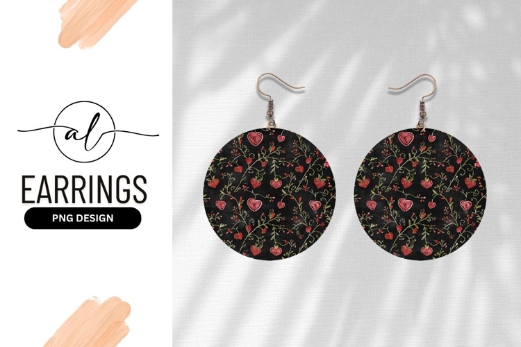 Romantic Hearts And Vines Pattern On Black
