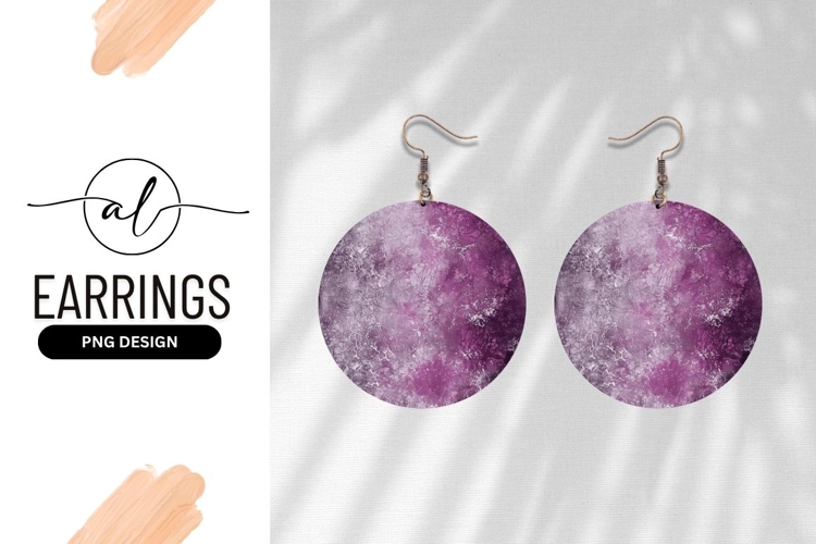 Purple Marbled Texture Round Earring Png