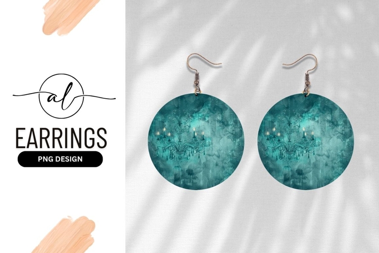 Teal Chandelier On Textured Round Earring Png