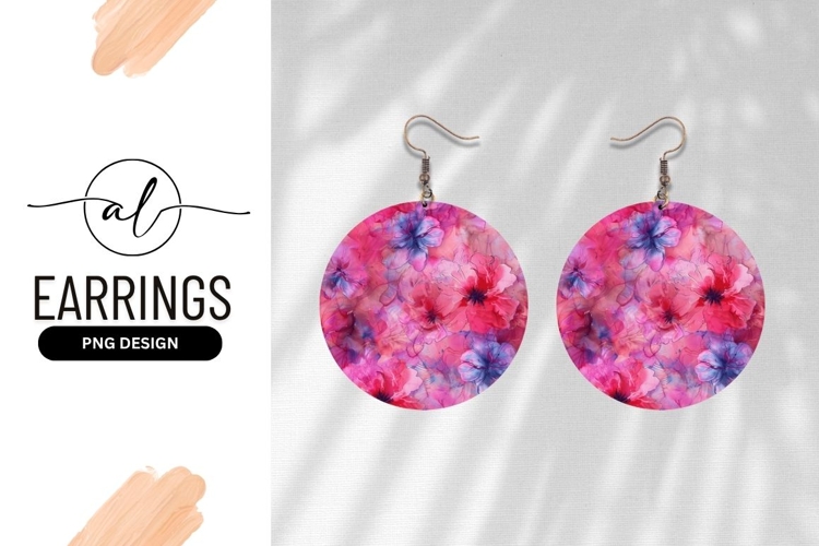 Pink And Blue Floral Watercolor Circle Design