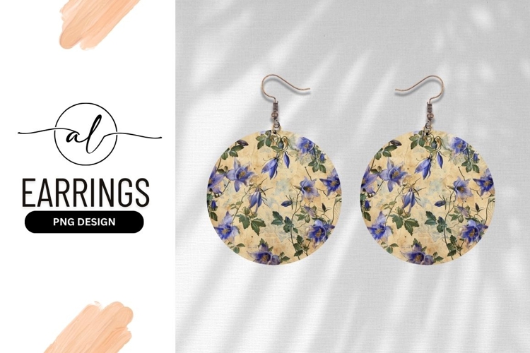 Floral Round Earring Png Delicate Columbine Design