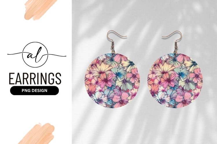 Pastel Floral Pattern in a Circle with Pink Blue and Yellow