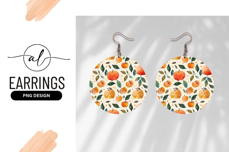 Watercolor Apples and Leaves Pattern on Cream Background