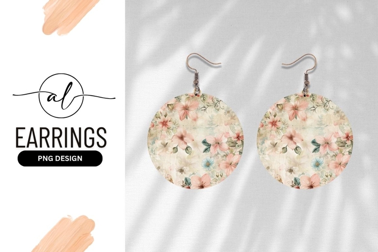 Watercolor floral illustration in a circular shape with pink