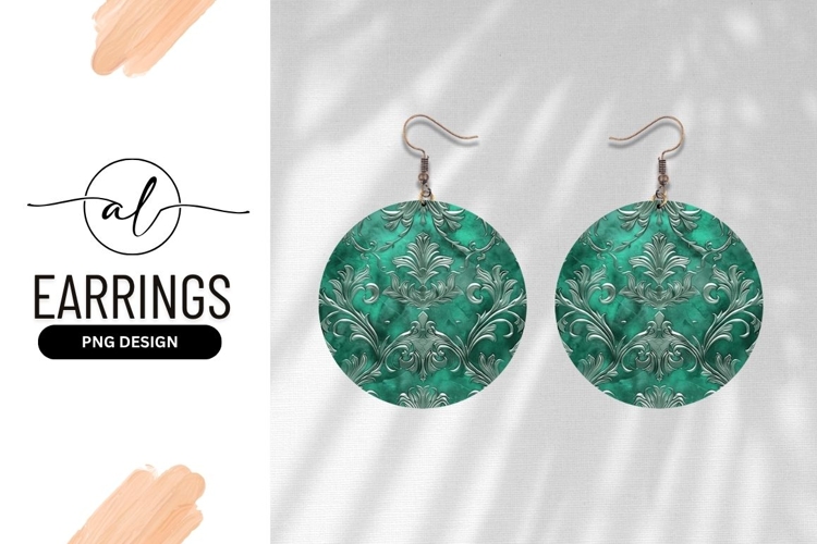 Ornate Silver Floral Pattern on Teal Green Background