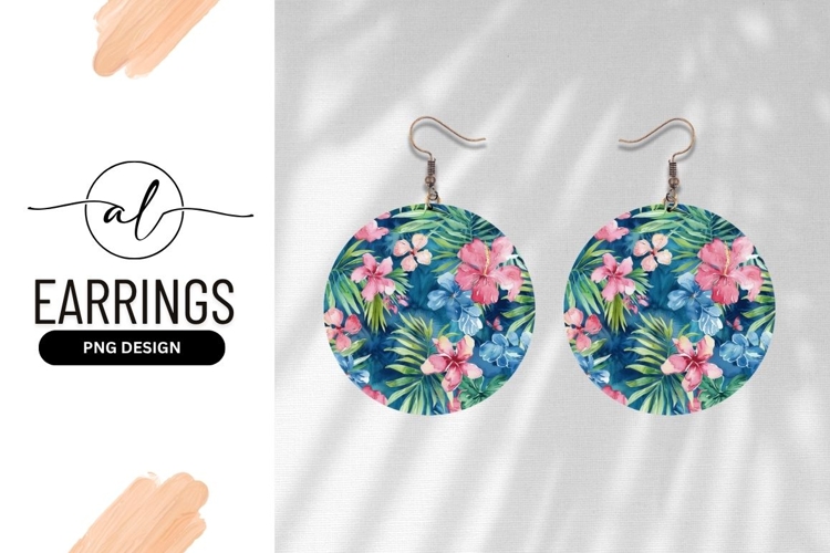 Watercolor Tropical Floral Pattern with Hibiscus and Palm