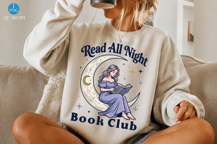 Read All Night Book Club PNG, Funny Book Lover Design