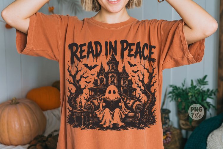 Read in Peace Ghost Png, Funny Book Stack with Ghost