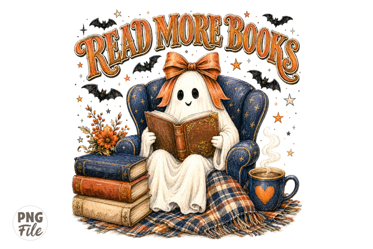 Read More Books PNG, Bookish Halloween Sublimation Design