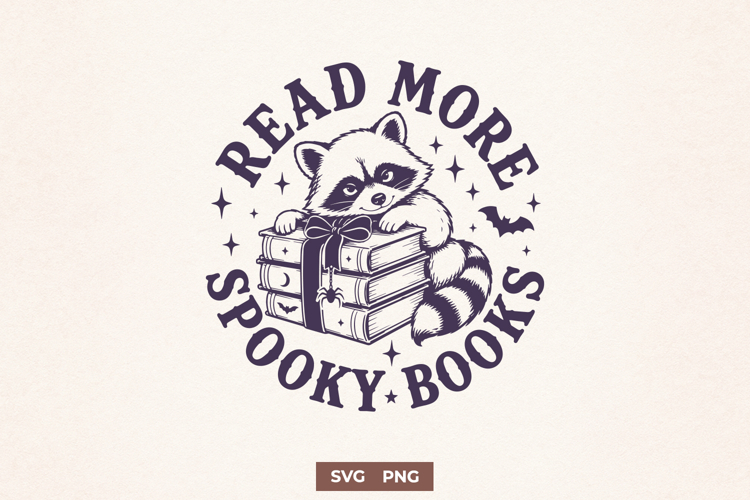 Read More Spooky Books SVG PNG, Funny Halloween Raccoon