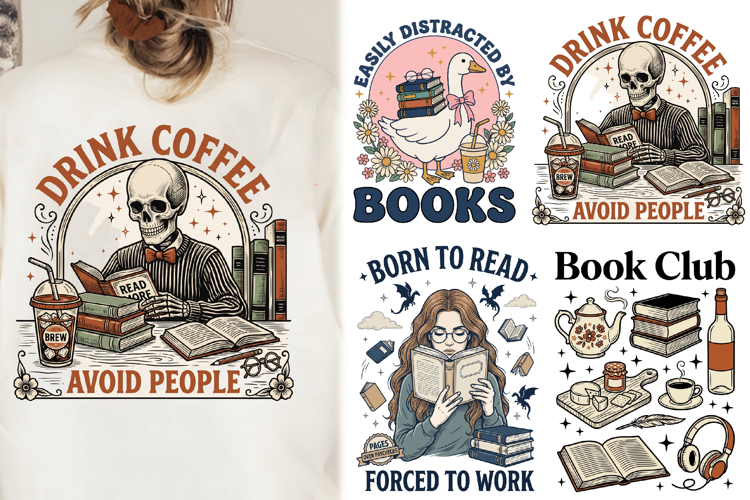 Reading Books Sublimation PNG