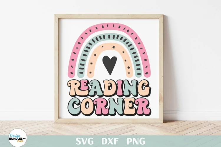 Rainbow Reading Corner SVG, Retro Classroom Decor PNG
