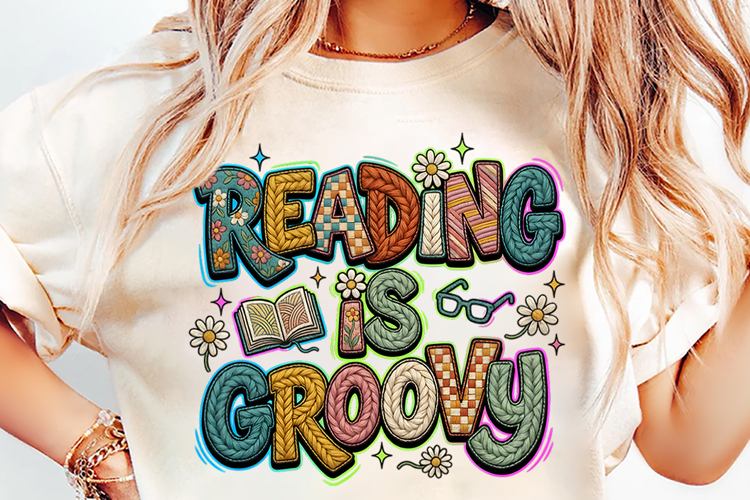 Reading Is Groovy School Sublimation T-Shirt Design PNG