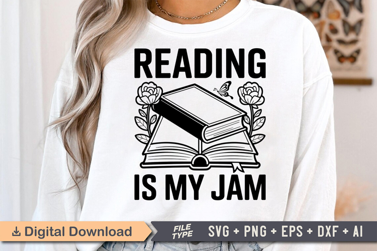 Reading Is My Jam SVG, Book Lover SVG, Reading SVG