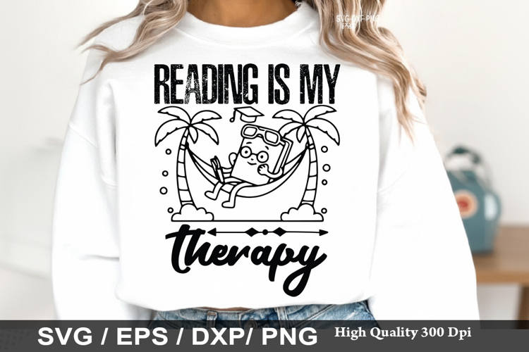 Reading is my Therapy - Reading Books SVG Design